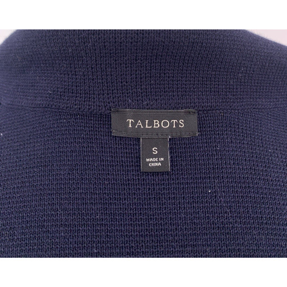 TALBOTS Knit Blazer Sweater Navy White Striped Nautical Preppy S - Picture 6 of 8
